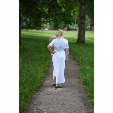 Ilga balta lininė suknelė „Nida“ 5