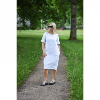 Balta lininė suknelė „Vasara“ 2