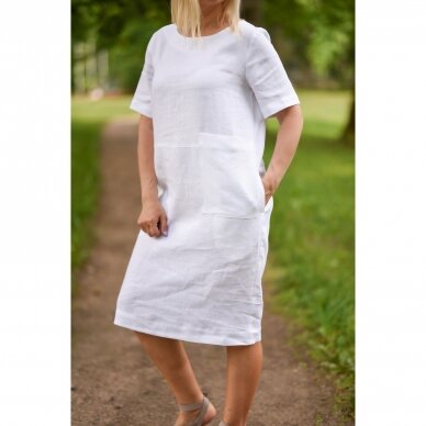 Balta lininė suknelė „Vasara“ 4